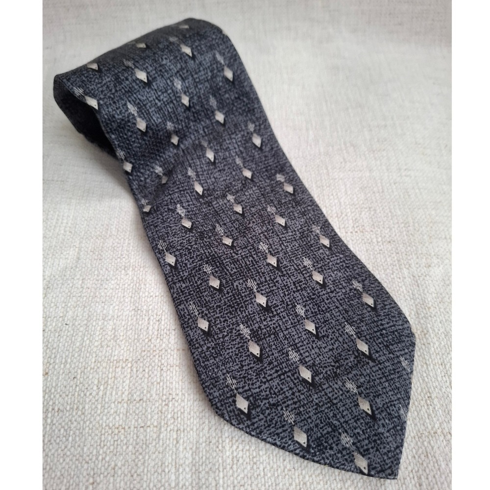 Vintage 90s Murano Heavyweight Jacquard Silk Tie Made in USA Heather Gray 59x4